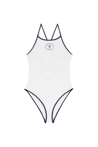 Maillot une pièce Eden Crest à liseré - White & Dark Navy