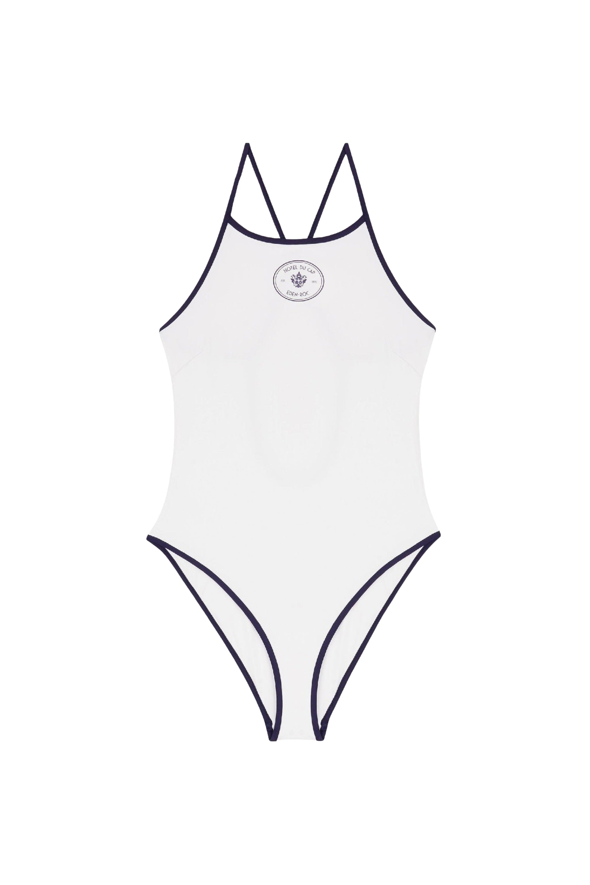 Maillot une pièce Eden Crest à liseré - White & Dark Navy