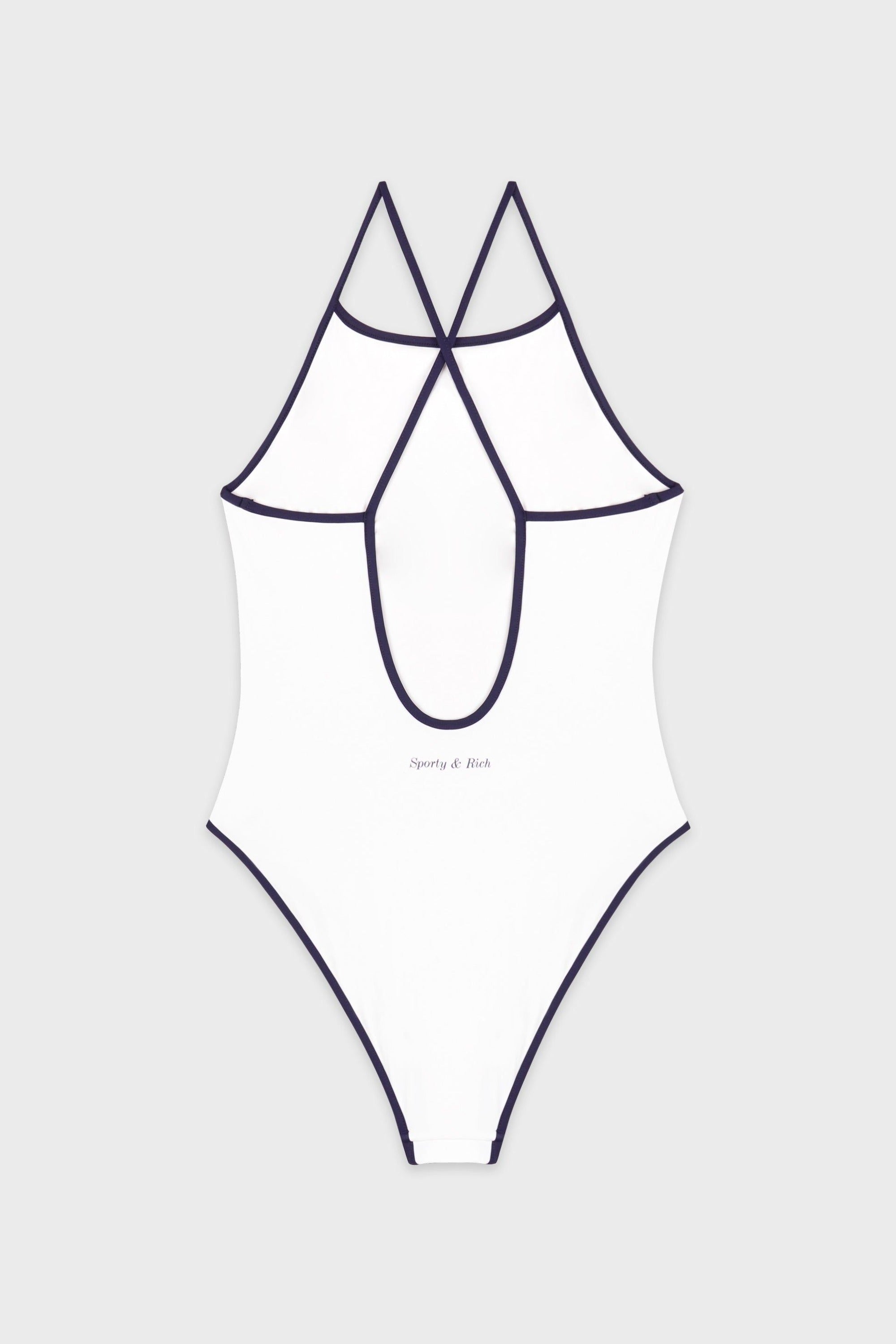 Maillot une pièce Eden Crest à liseré - White & Dark Navy