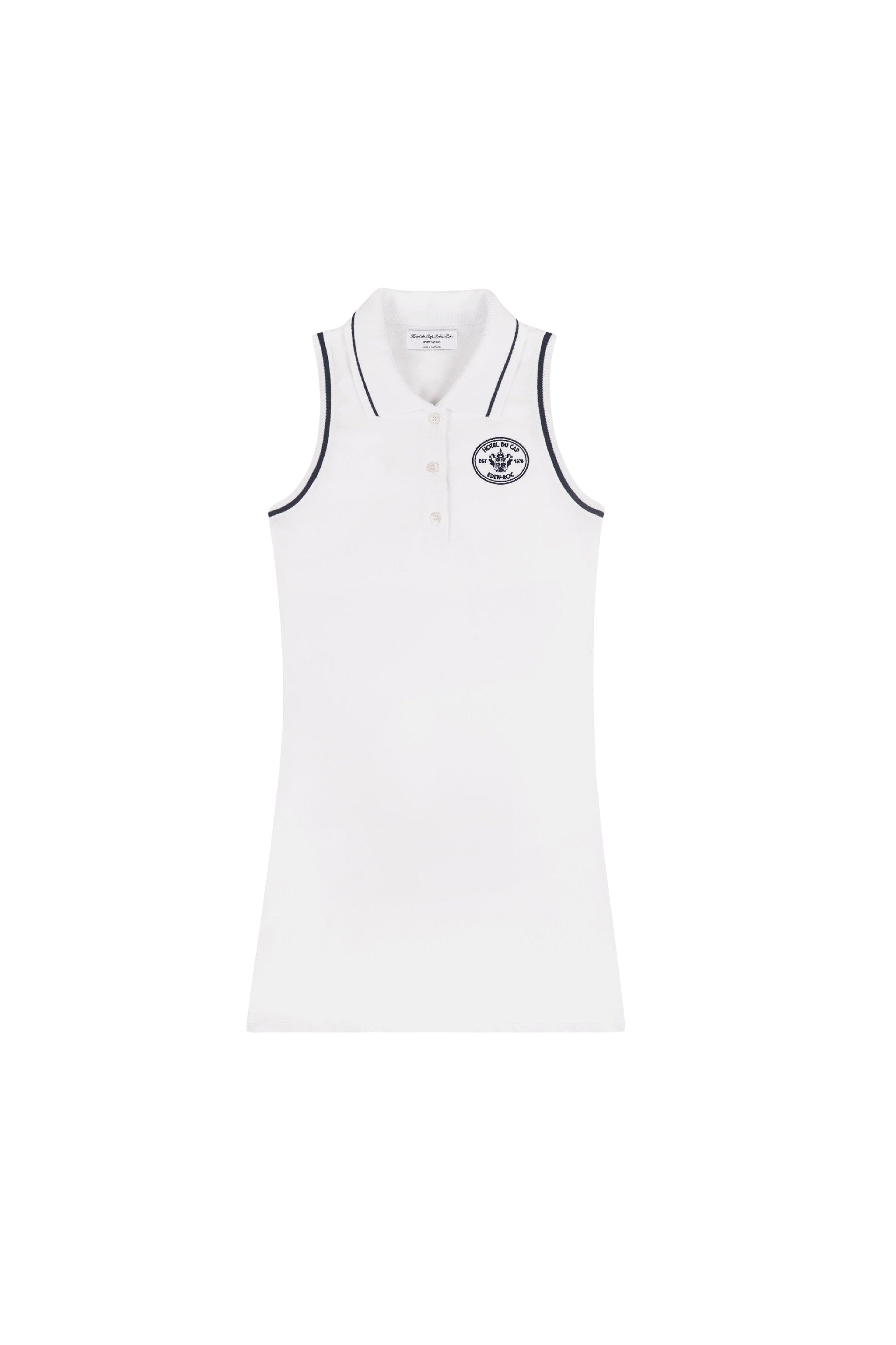 Robe polo Eden Crest en piqué - White & Dark Navy