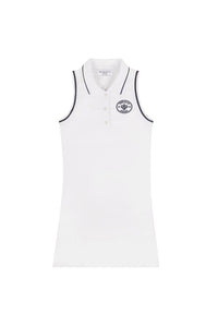 Robe polo Eden Crest en piqué - Blanc & Dark Bleu Marine