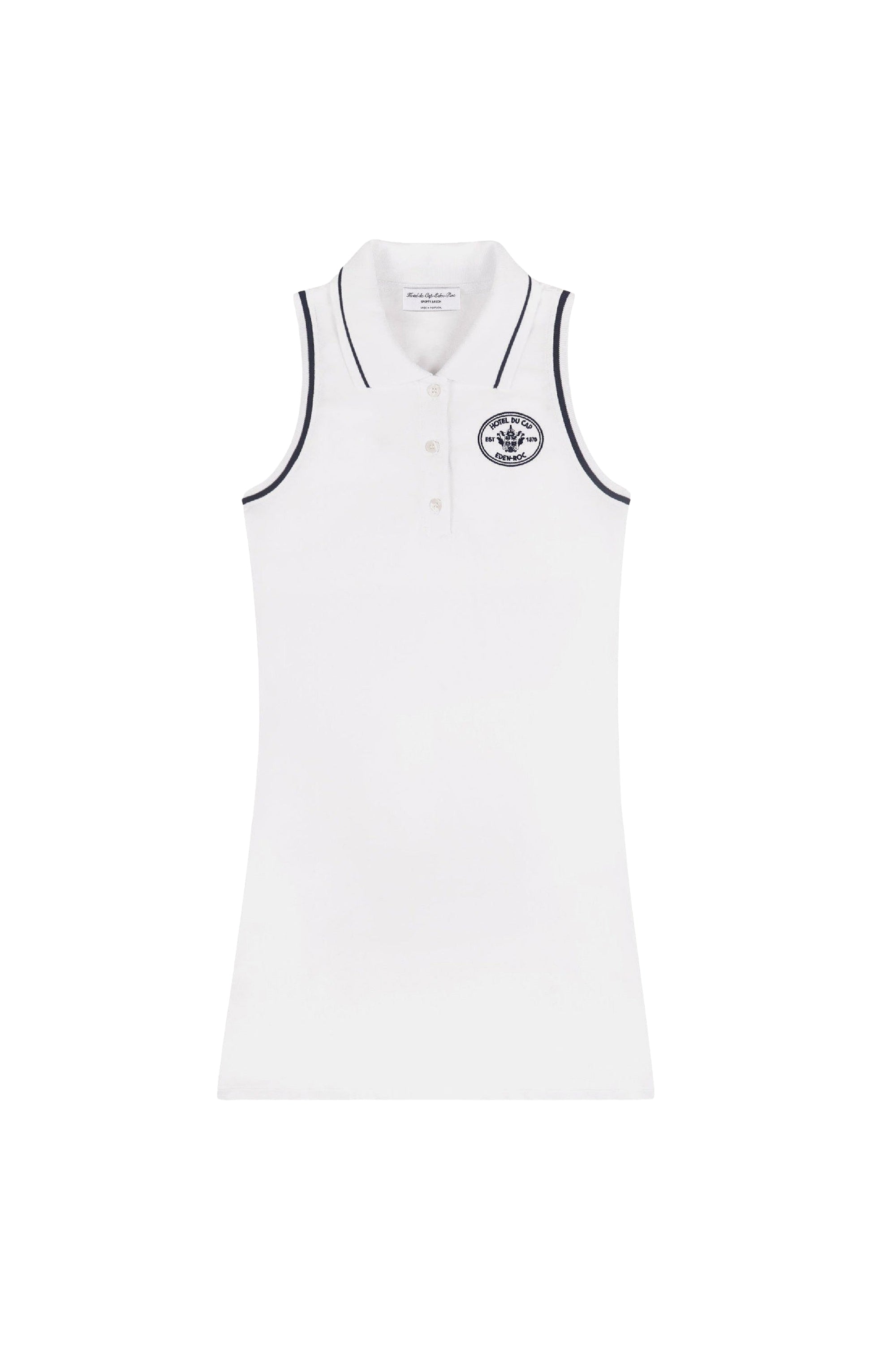 Robe polo Eden Crest en piqué - Blanc & Dark Bleu Marine