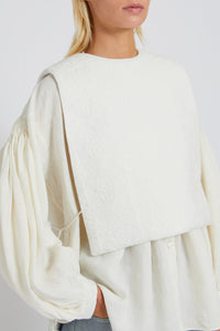 Plastron Edna brodé en lin - White