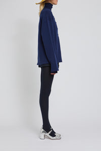 Pull Edward à lacets en laine - Navy