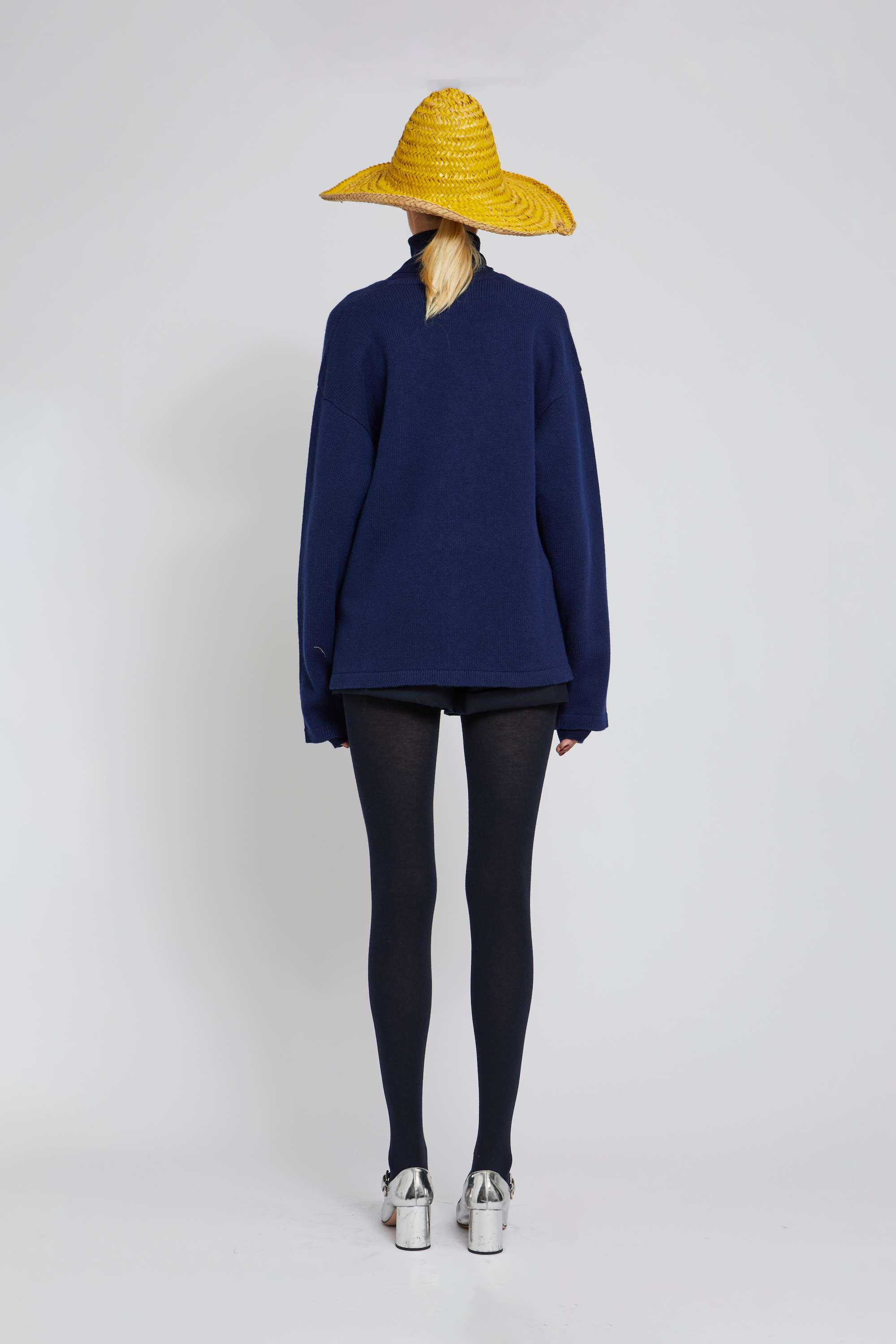 Pull Edward à lacets en laine - Navy
