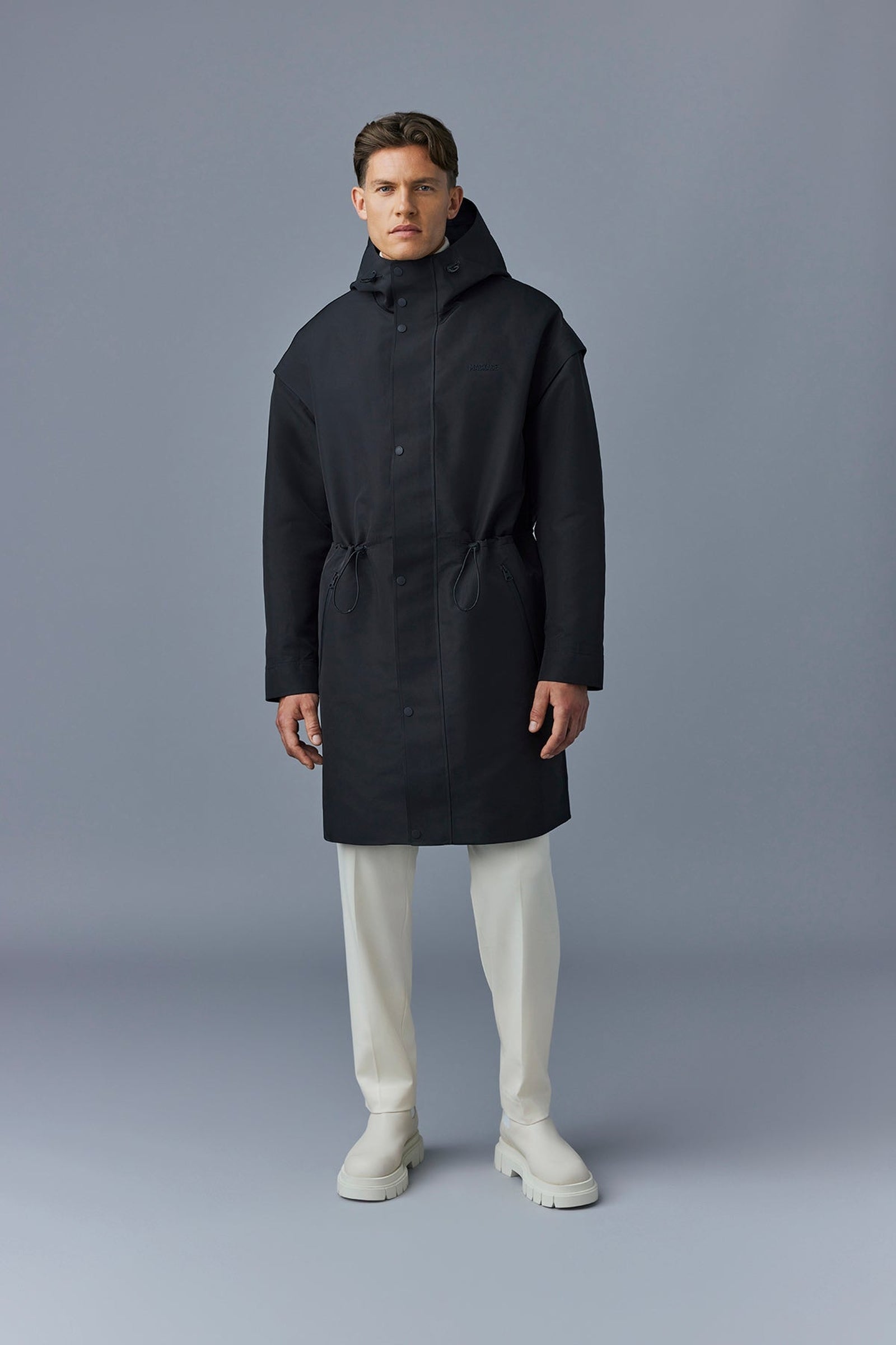 Parka mi-longue Edwin à capuche - Black