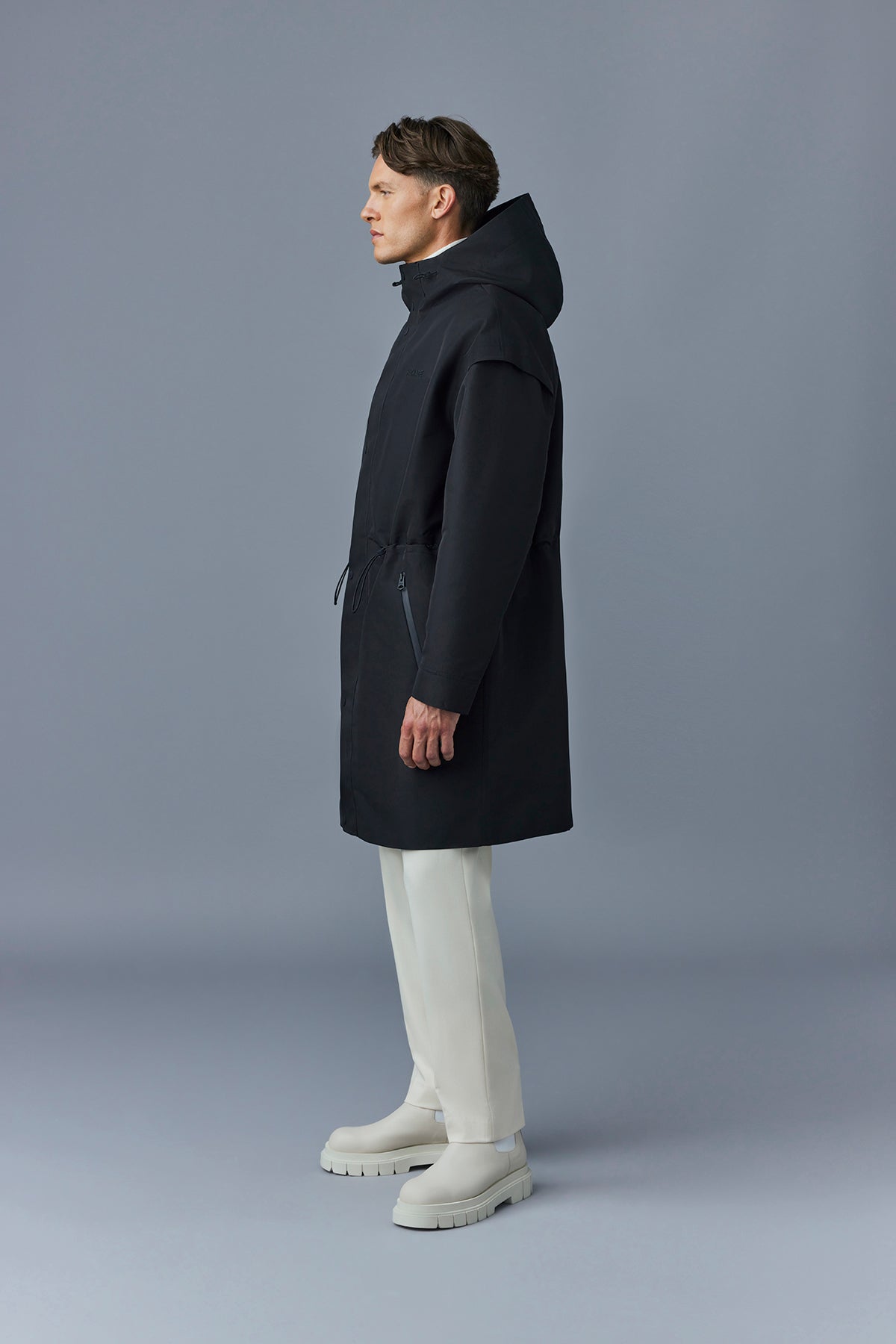 Parka mi-longue Edwin à capuche - Black