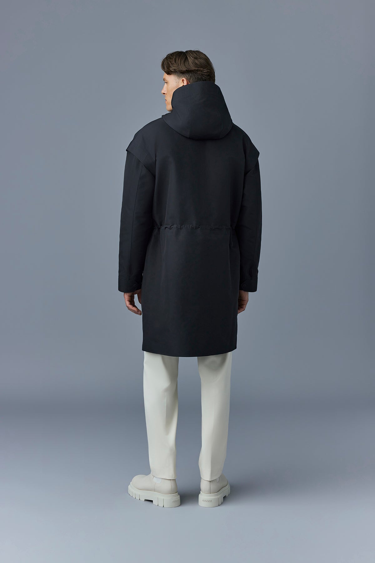 Parka mi-longue Edwin à capuche - Black