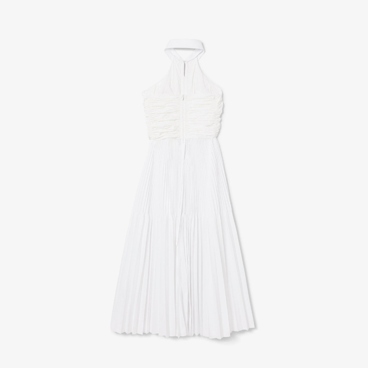 Sleeveless pleated polo dress - White