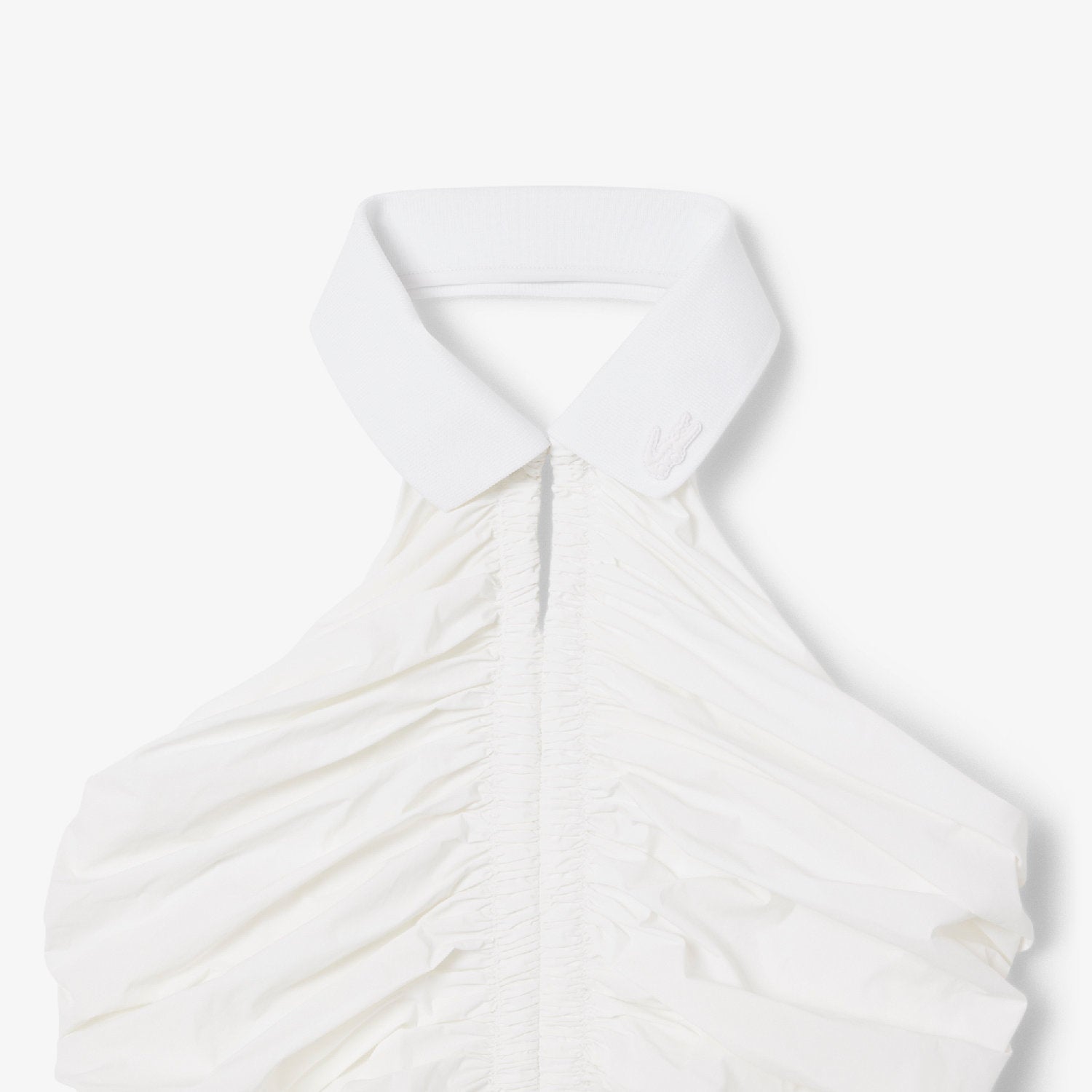 Sleeveless pleated polo dress - White