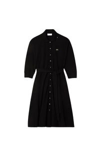 Casual polo dress in petit piqué - Black