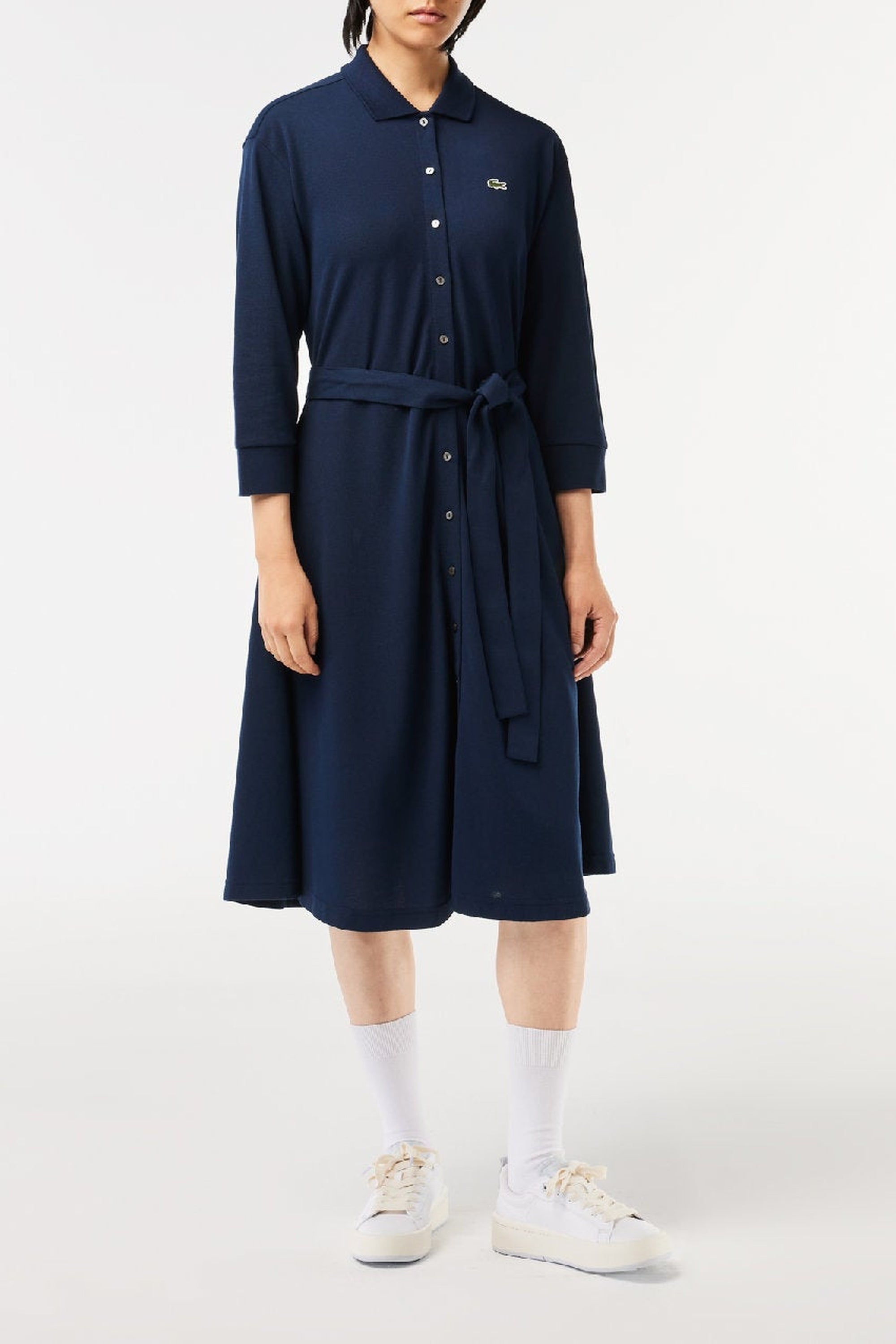 Robe polo décontractée en petit piqué - Marine