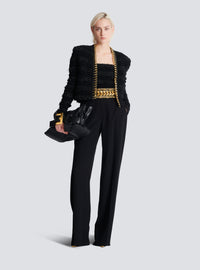 Top dos-nu en maille effet tweed - Noir & Or