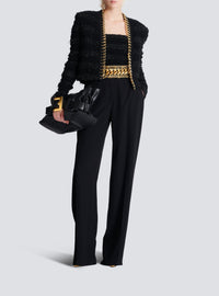Tweed-effect knit halter top - Black & Gold