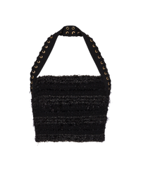 Top dos-nu en maille effet tweed - Noir & Or