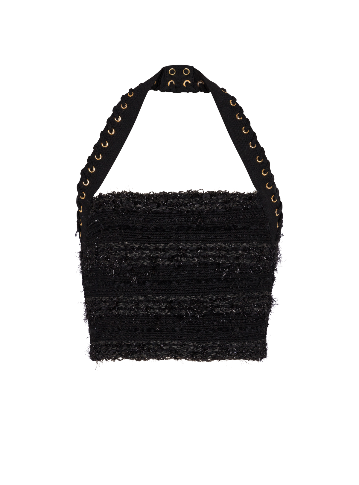 Top dos-nu en maille effet tweed - Noir & Or