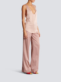 Silk top with thin straps - Powder Beige