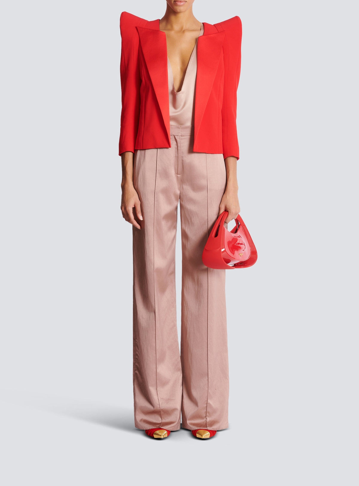 Silk top with thin straps - Powder Beige