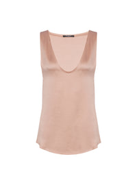 Top en crêpe de soie à fines bretelles - Beige Poudre