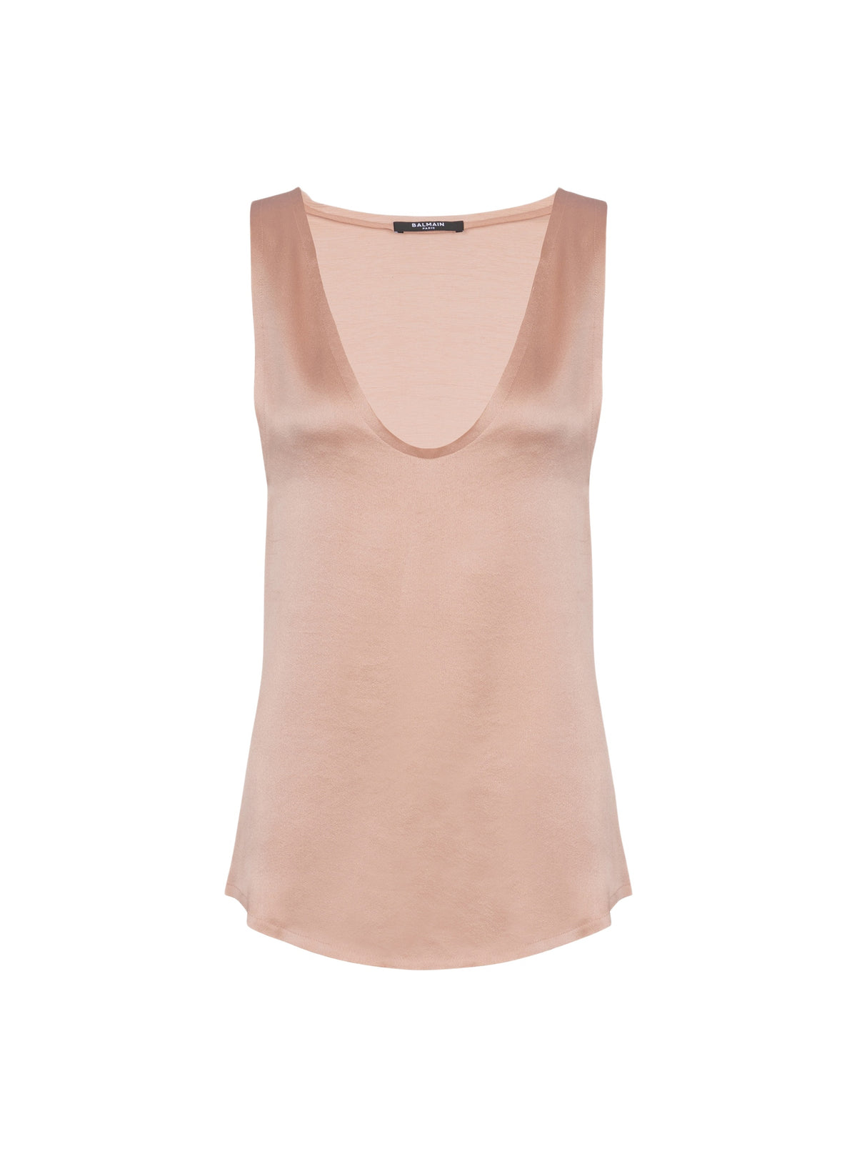 Top en crêpe de soie à fines bretelles - Beige Poudre