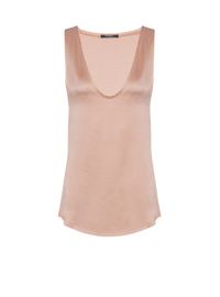 Top en crêpe de soie à fines bretelles - Beige Poudre