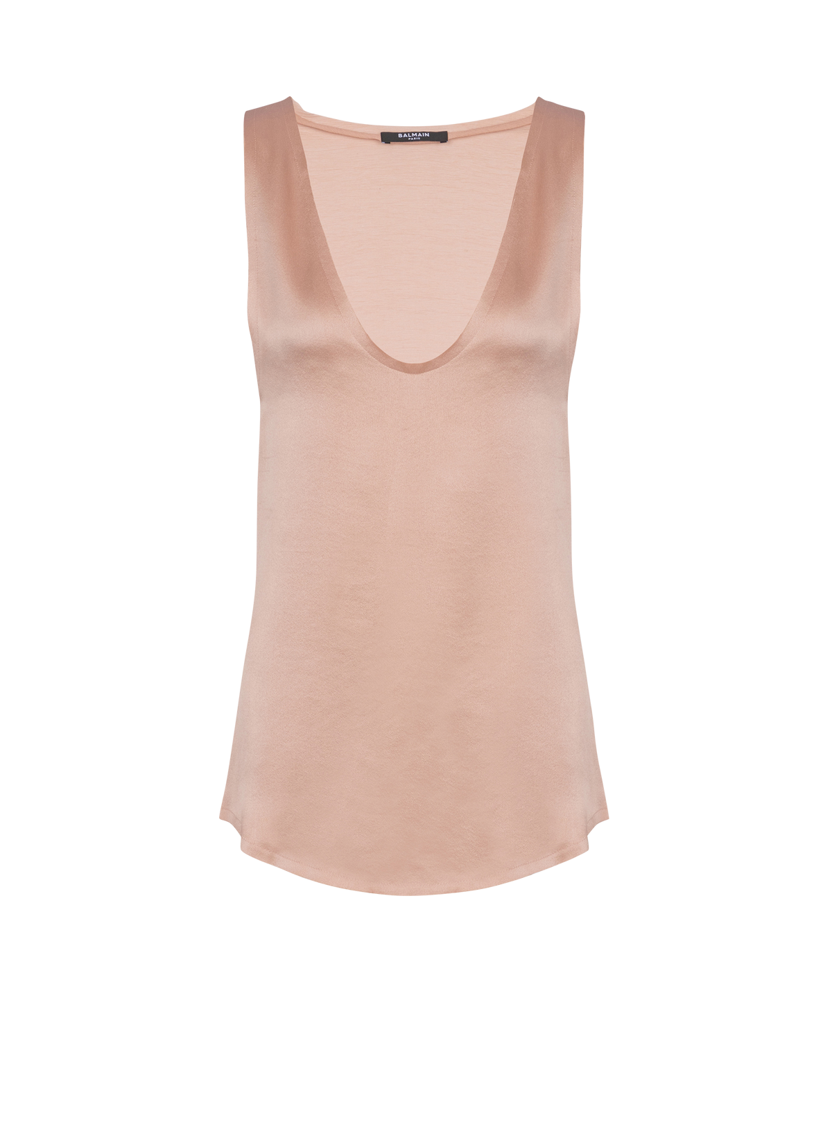 Top en crêpe de soie à fines bretelles - Beige Poudre