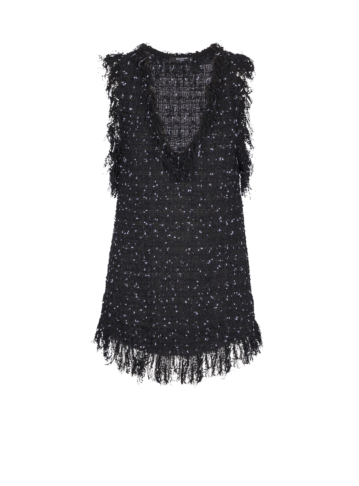Top en tweed à pois à fines bretelles - Noir & Blanc