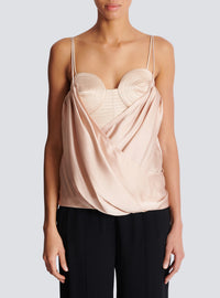 Bustier à fines bretelles en satin - Nude Pale & Nude