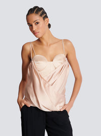 Bustier à fines bretelles en satin - Nude Pale & Nude