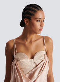 Bustier à fines bretelles en satin - Nude Pale & Nude