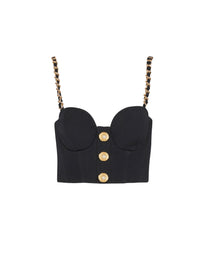 Plain wool top with straps - Black