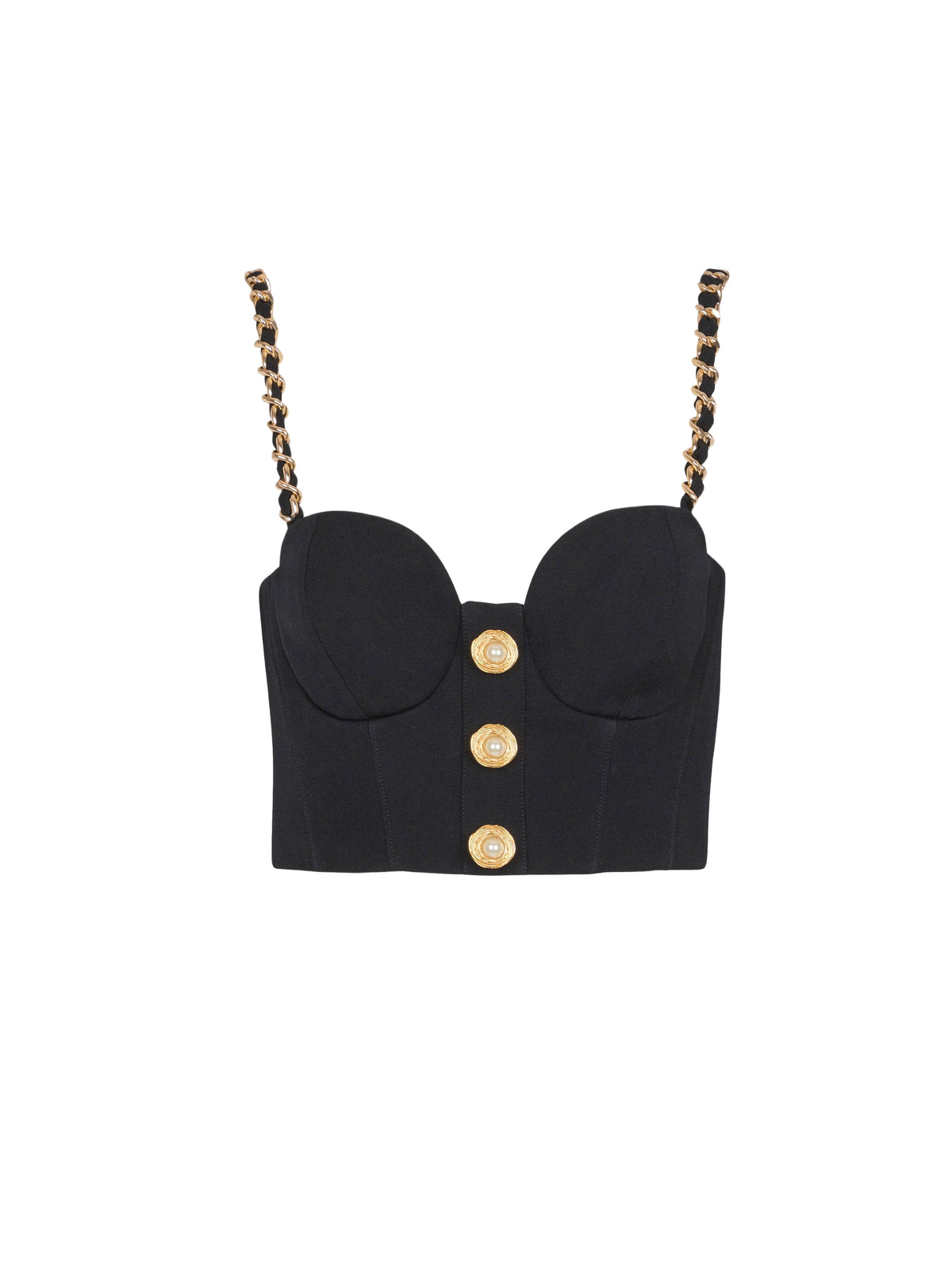 Plain wool top with straps - Black