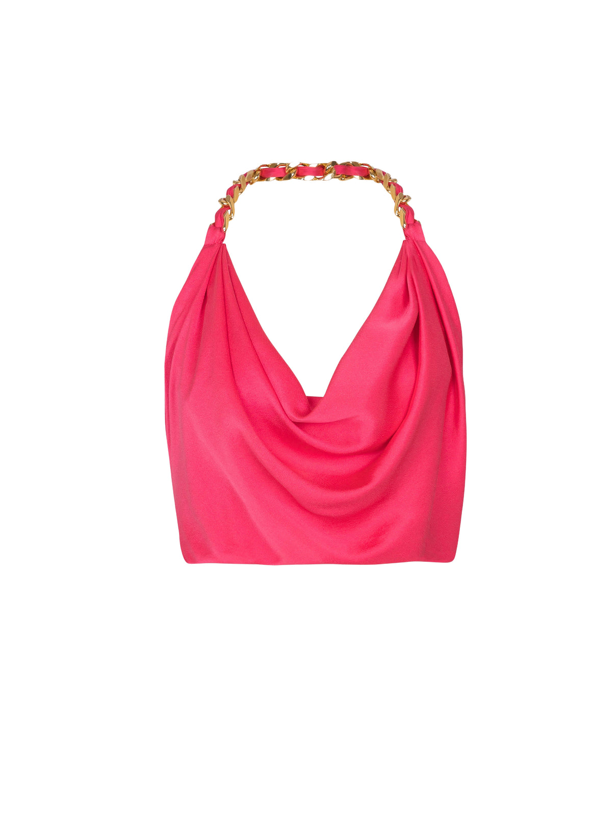Top dos-nu drapé en soie - Rose Fuchsia