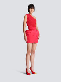 Top court asymétrique en maille - Fuchsia Vif & Rouge Vif
