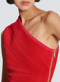 Asymmetric cropped knit top - Vivid Fuchsia & Vivid Red
