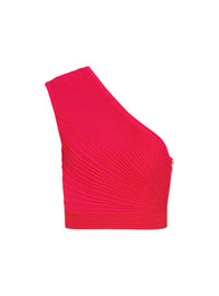 Top court asymétrique en maille - Fuchsia Vif & Rouge Vif