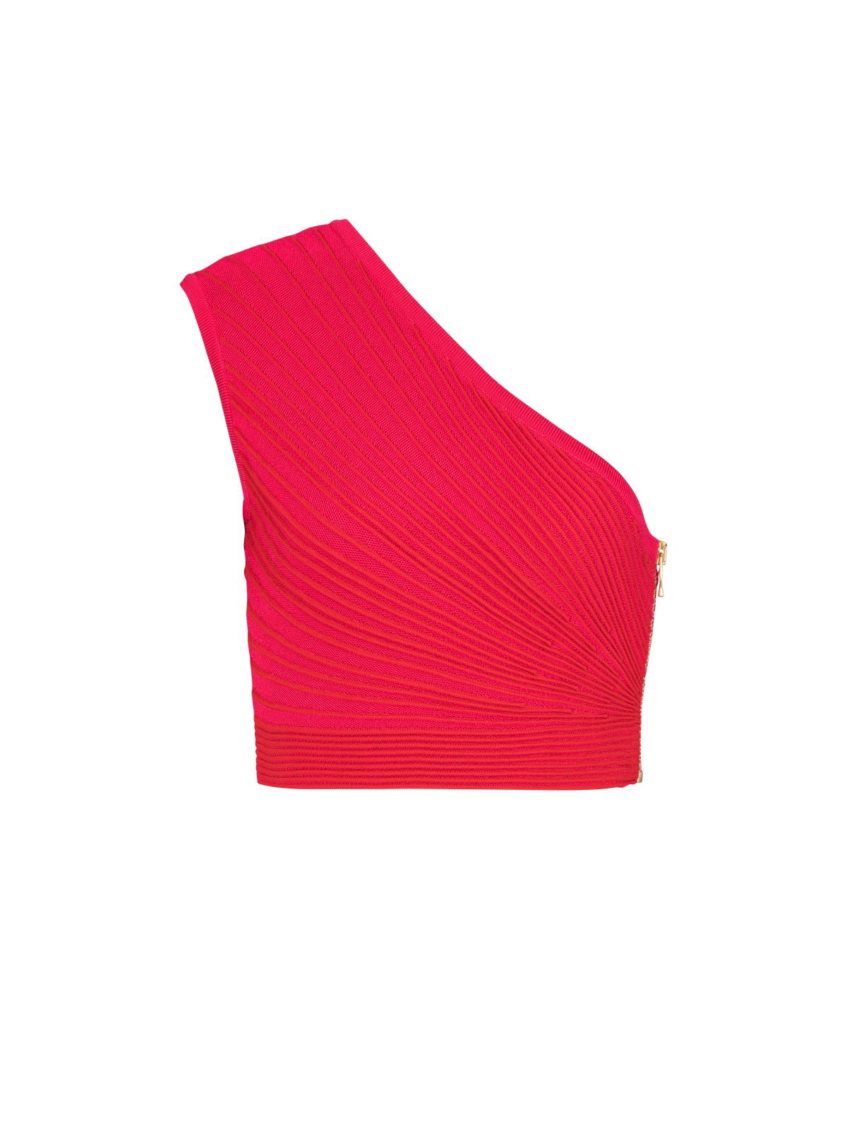 Top court asymétrique en maille - Fuchsia Vif & Rouge Vif