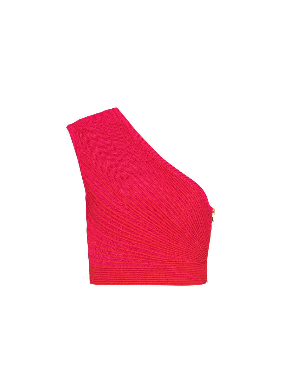 Asymmetric cropped knit top - Vivid Fuchsia & Vivid Red