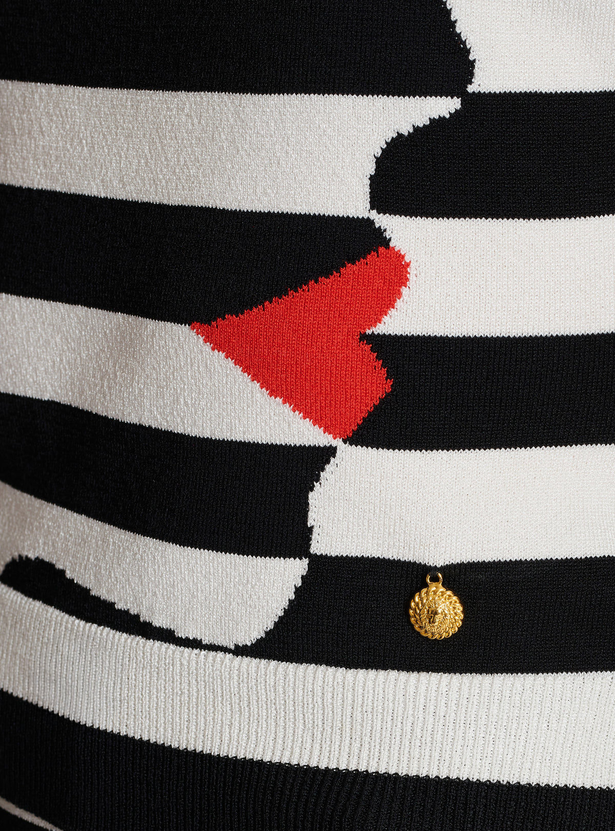 Top en maille motif face marinière - Noir & Blanc & Rouge Vif