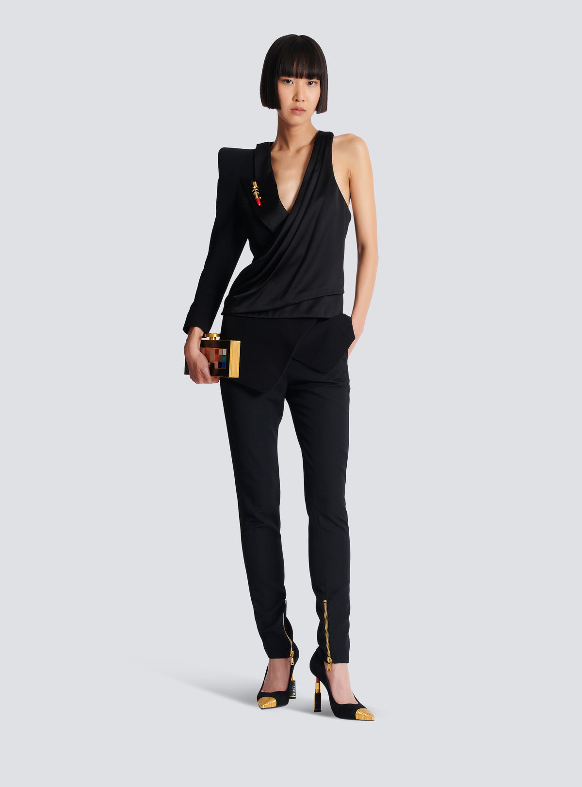 Veste asymétrique à épaule structurée - Noir