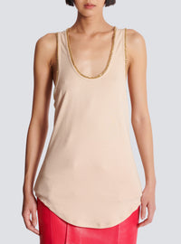 Débardeur fluide en jersey avec chaînes - Nude & Or