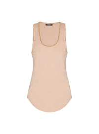 Fluid jersey tank top with chains - Nude & Gold