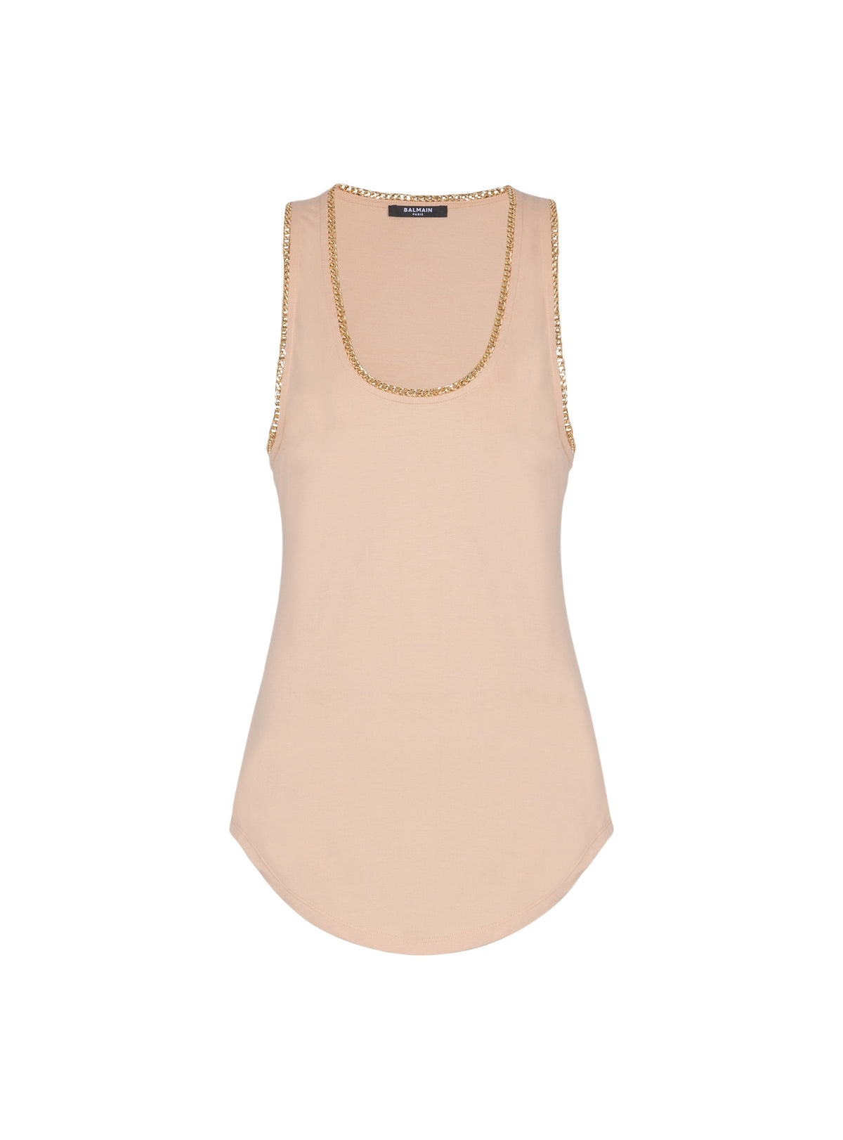 Fluid jersey tank top with chains - Nude & Gold