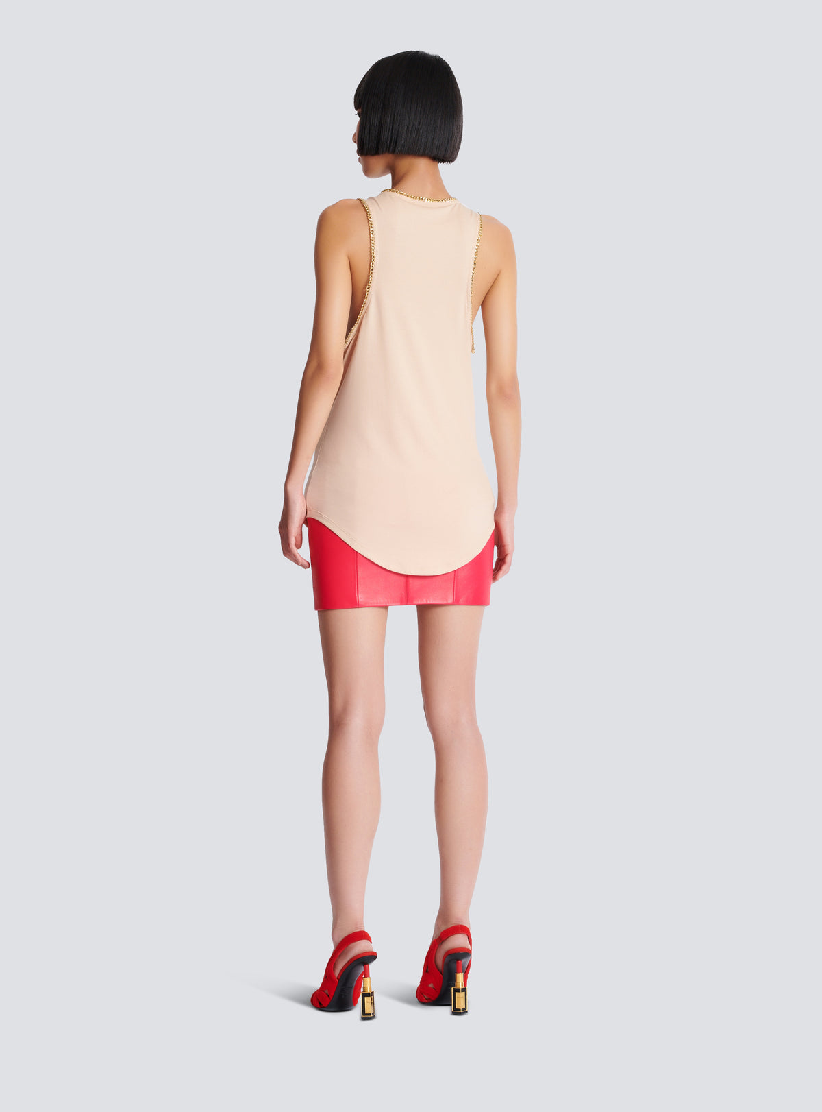 Débardeur fluide en jersey avec chaînes - Nude & Or