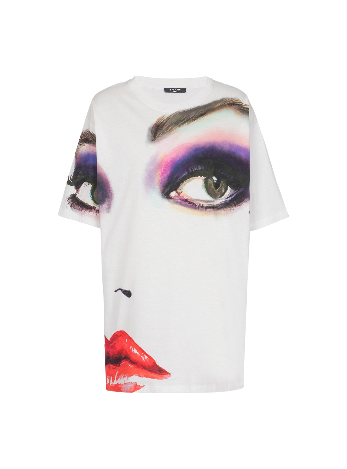 T-shirt imprimé visage - Blanc & Multicolore