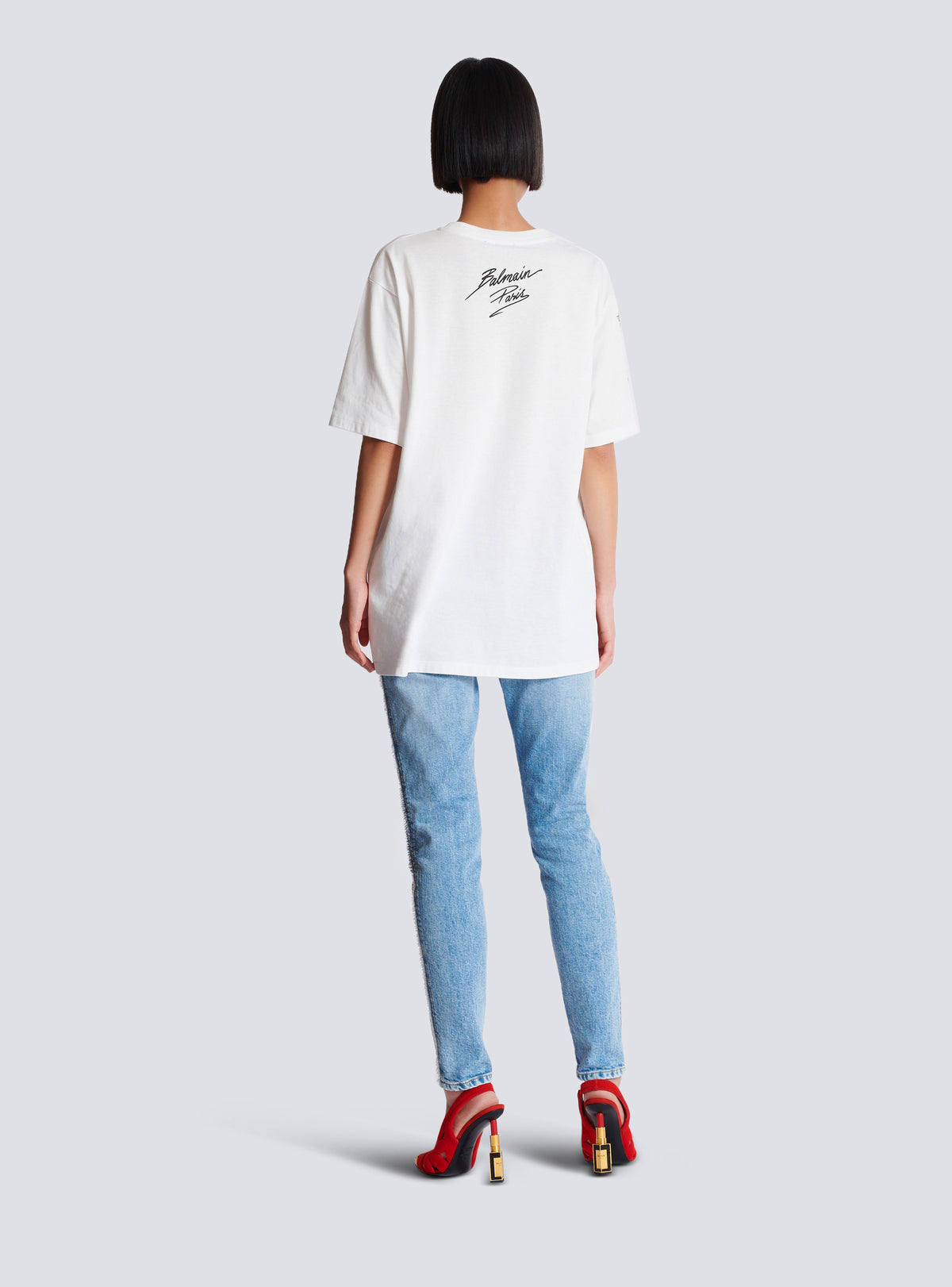 T-shirt imprimé visage - Blanc & Multicolore