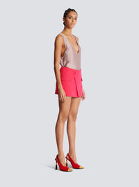 Mini-jupe asymétrique en crêpe - Fuchsia Vif