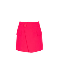Mini-jupe asymétrique en crêpe - Fuchsia Vif