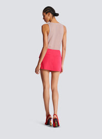 Mini-jupe asymétrique en crêpe - Fuchsia Vif