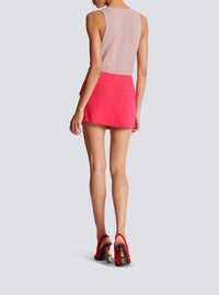 Mini-jupe asymétrique en crêpe - Fuchsia Vif